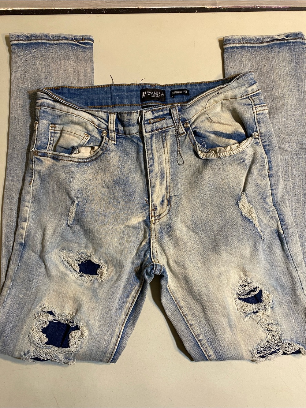 Waimea Light Blue Distressed Skinny Jeans - Men's